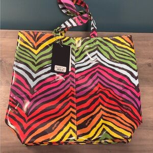 Consuela basic grab n go tote in Flo rainbow tiger print new with tags FLAW